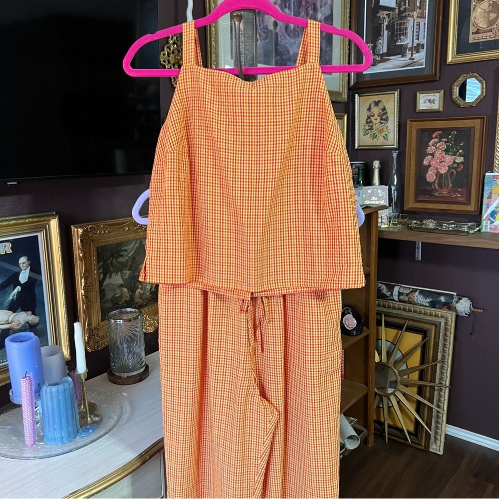 F.L. Malik Vintage Gingham 2 Pc Set Size Small - Picture 2 of 11